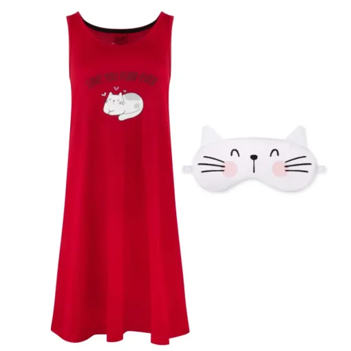 Butter Soft Chemise Sleep Gown with Eye Mask