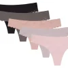 5 Pack Laser Cut No Show Invisible Thong Panties