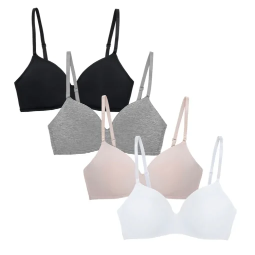 4 Pack Soft Foam Wireless T-Shirt Bra