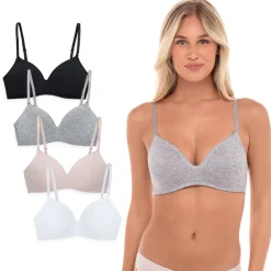4 Pack Soft Foam Wireless T-Shirt Bra