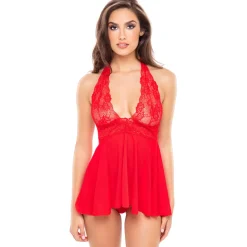 2 Piece Lace Chemise Babydoll with G String Set